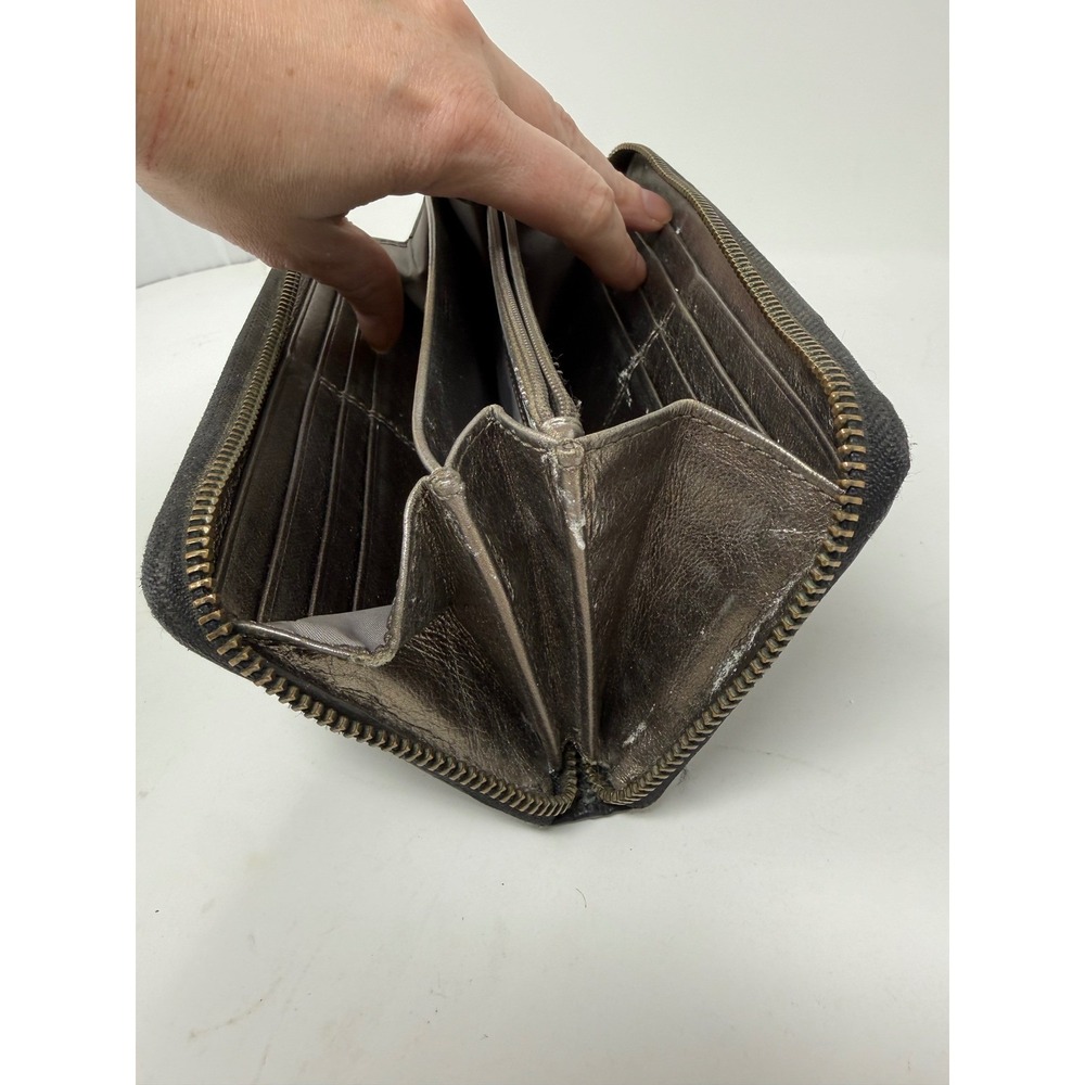 COACH Crocodile Embossed Leather Accordion Black Wallet 8‎ inches - Picture 16 of 16